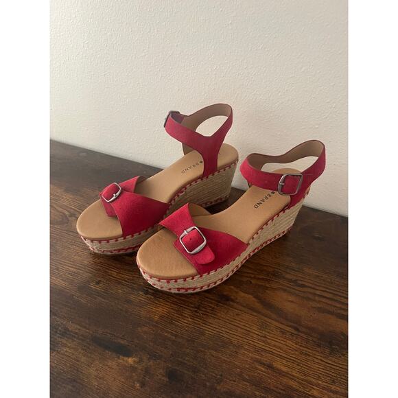 Lucky Brand Red Espadrille Wedge Sandals – Women's Size 8 - Picture 2 of 7